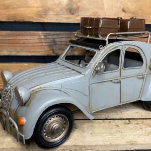 Citroën 2cv grise galerie bagages vintage déco métal