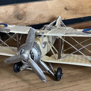 Avion bi-plan blanc MM année 1900 déco métal vintage