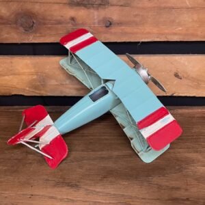 Avion bi-plan PM année 1900 bleu déco ancien métal