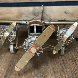 Avion métal couleur acier déco