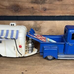 Pick-up US avec caravane métal déco vintage