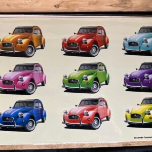 Plaque métal déco 2 cv multicolore