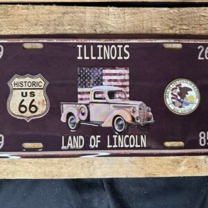 Plaque déco relief métal US Historic road 66 illinois