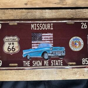 Plaque déco relief métal US Historic road 66 Missouri