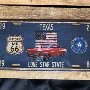 Plaque déco relief métal US Historic road 66 Texas