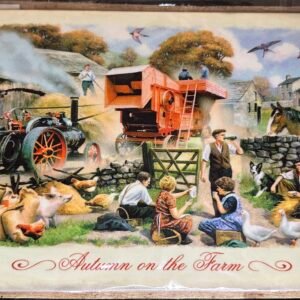 Plaque métal déco ferme automne