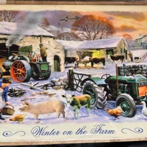 Plaque métal déco ferme hiver