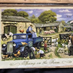 Plaque métal déco ferme printemps