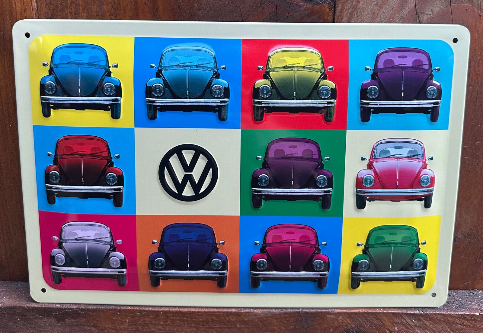 Plaque métal déco bombée relief coccinelle warhol