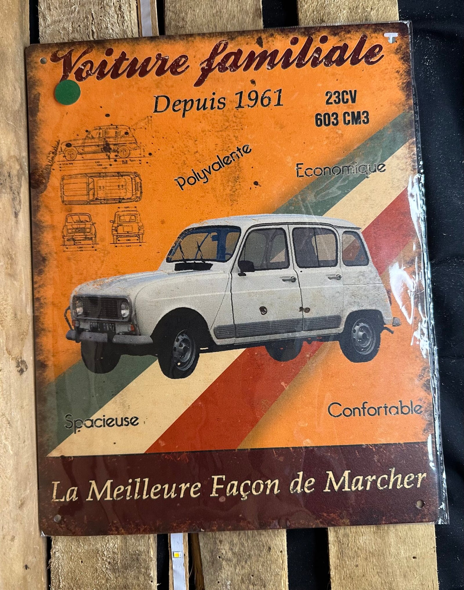 Plaque métal déco Renault 4L