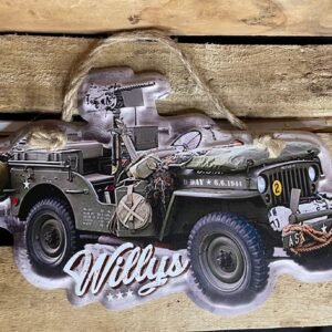 Plaque métal relief déco découpé PM Jeep D-day Willys