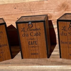 Set 3 boites en bois avec couvercle thé café sucre