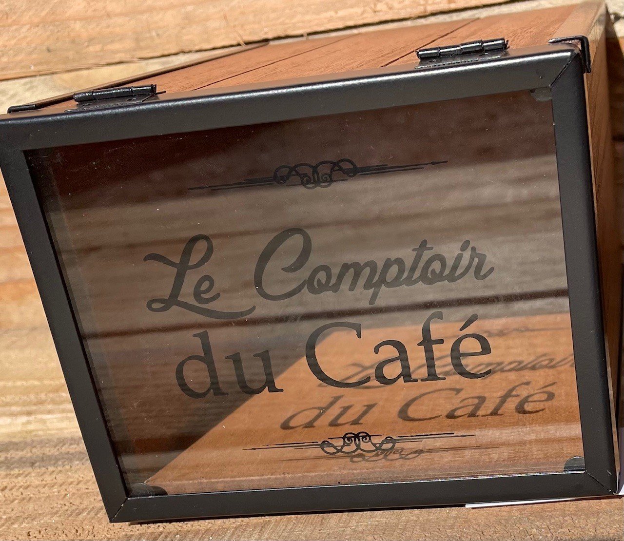 Set 3 boites en bois avec couvercle thé café sucre – Image 3