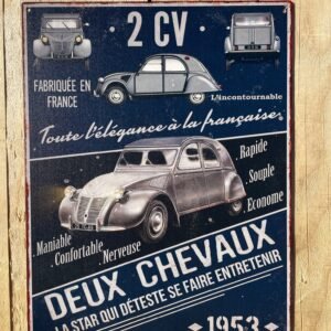 Plaque métal déco MM Citroen 2cv grise
