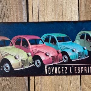 Plaque métal déco 2 cv rectangle 4 couleurs