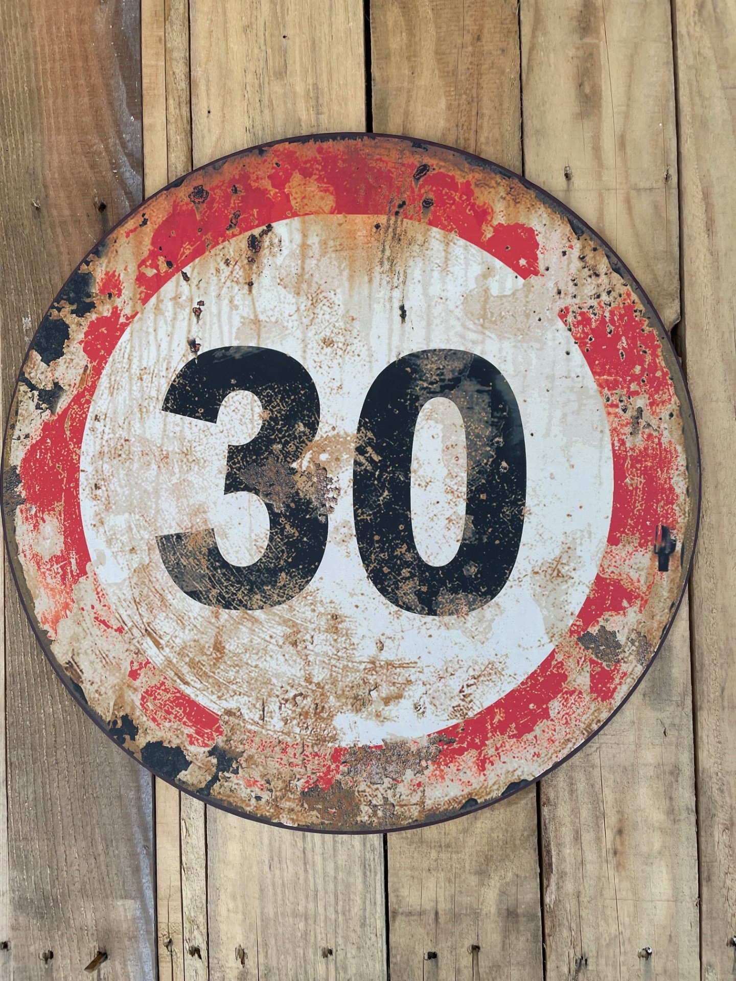 Panneau de signalisation métal vieilli déco 30 Km/h
