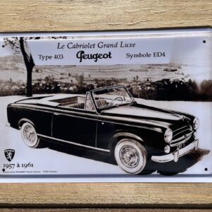 Plaque métal déco bombée PM Peugeot 403 Cabriolet