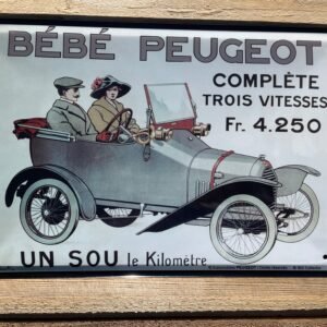 Plaque métal déco bombée PM Peugeot Bébé