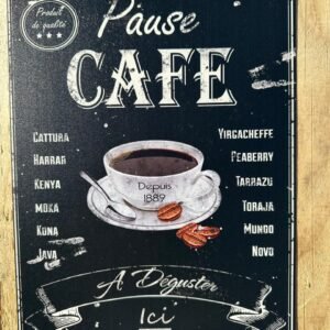 Plaque métal déco MM Pause café
