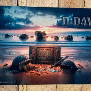 Plaque métal déco GM D-day Casque plage débarquement