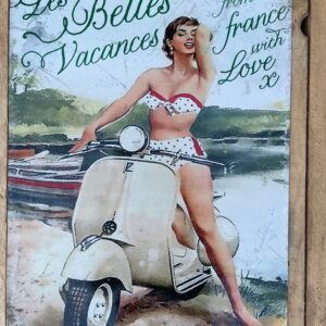 Plaque métal déco GM Vespa belles vacances