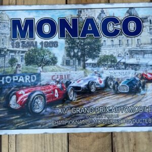 Plaque métal déco GM course Monaco 1956
