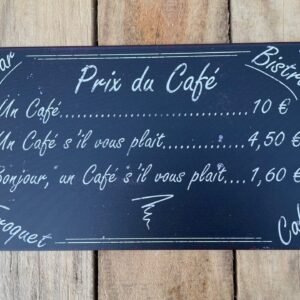 Plaque métal déco PM Prix café