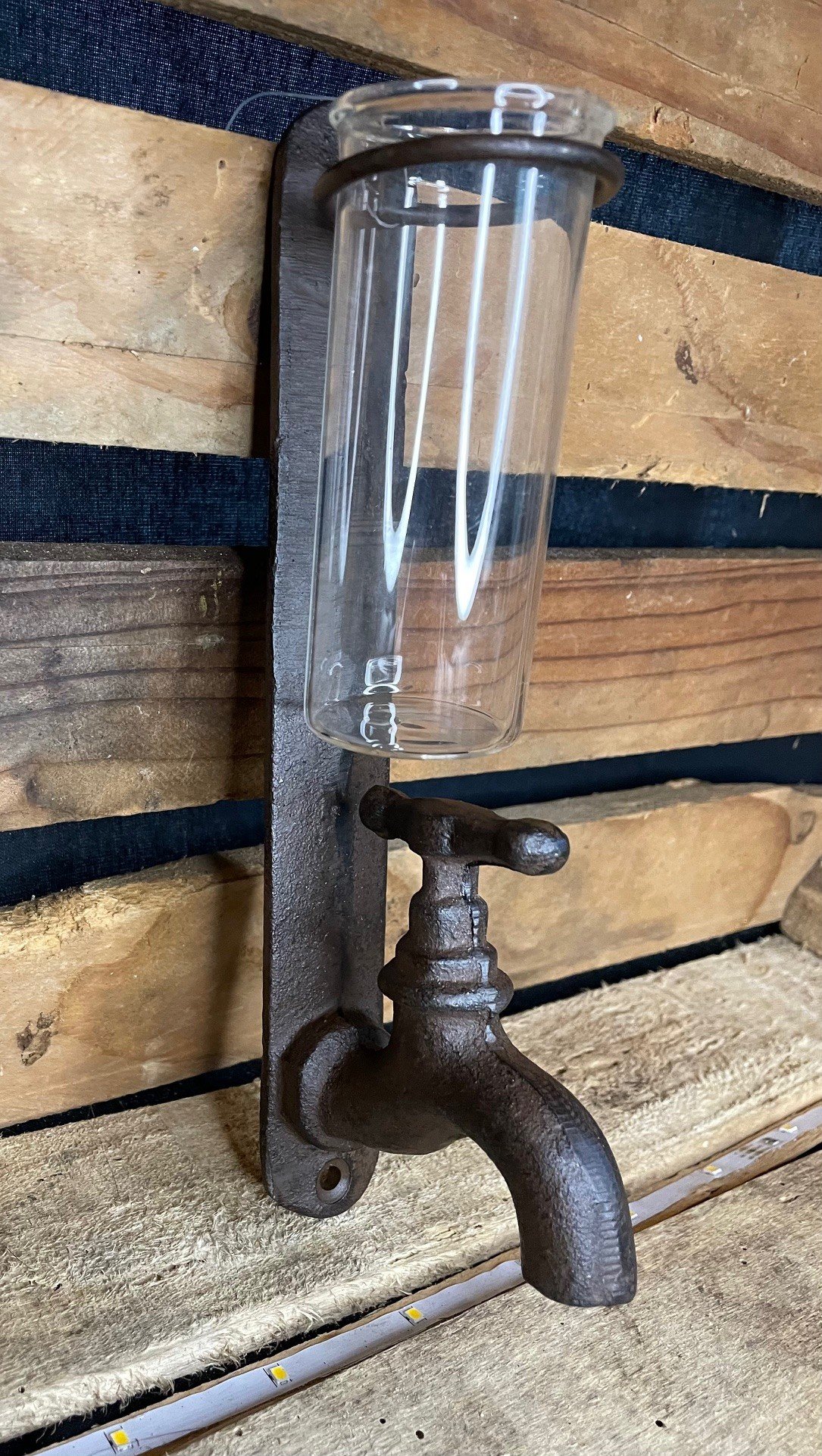 Pluviomètre robinet vintage métal verre