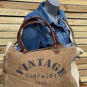 Sac à main cuir toile vintage Compagny modèle 1
