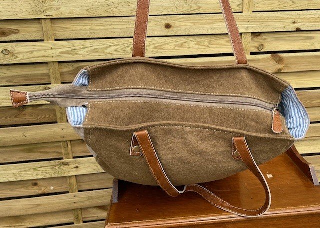 Sac à main cuir toile vintage Factory – Image 3