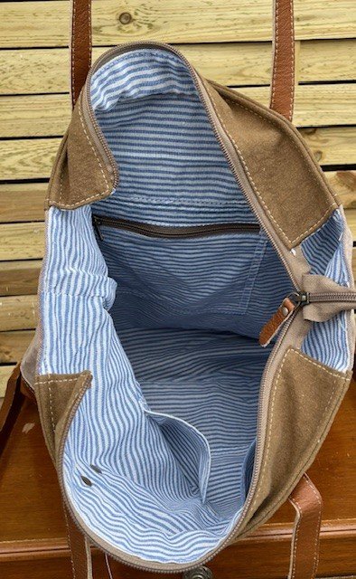 Sac à main cuir toile vintage Factory – Image 2