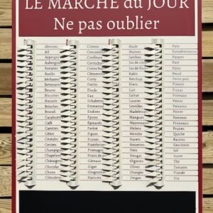 Tableau pense bête course marché du jour